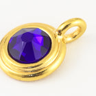 34ss Swarovski Cobalt/Bright Gold TierraCast Stepped Bezel Charm (10 Pcs) #CK795-General Bead