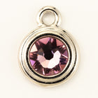 34ss Swarovski Light Amethyst/Rhodium TierraCast Stepped Bezel Drop (10 Pcs) #CK796-General Bead
