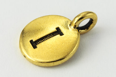17mm Antique Gold Tierracast Pewter Letter "I" Charm #CKI251-General Bead