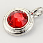 34ss Swarovski Light Siam/Rhodium TierraCast Stepped Bezel Charm (10 Pcs) #CK794-General Bead
