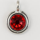 34ss Swarovski Light Siam/Rhodium TierraCast Stepped Bezel Charm (10 Pcs) #CK794-General Bead
