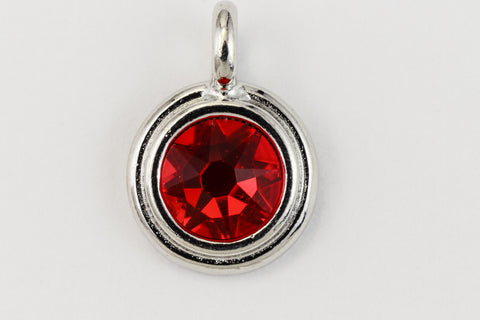 34ss Swarovski Light Siam/Rhodium TierraCast Stepped Bezel Charm (10 Pcs) #CK794-General Bead