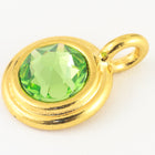 34ss Swarovski Peridot/Bright Gold TierraCast Stepped Bezel Charm (10 Pcs) #CK795-General Bead
