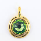 34ss Swarovski Peridot/Bright Gold TierraCast Stepped Bezel Charm (10 Pcs) #CK795-General Bead