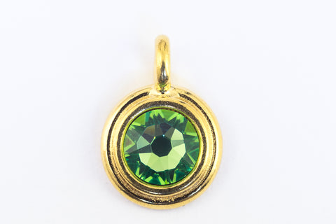 34ss Swarovski Peridot/Bright Gold TierraCast Stepped Bezel Charm (10 Pcs) #CK795-General Bead