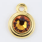 34ss Swarovski Topaz/Bright Gold TierraCast Stepped Bezel Drop (10 Pcs) #CK797-General Bead