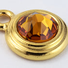 34ss Swarovski Topaz/Bright Gold TierraCast Stepped Bezel Drop (10 Pcs) #CK797-General Bead