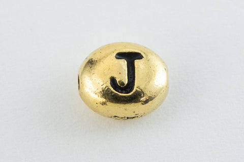 6mm x 5mm Antique Gold Tierracast Pewter Letter "J" Bead #CKJ238-General Bead