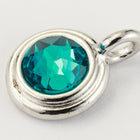 34ss Swarovski Blue Zircon/Rhodium TierraCast Stepped Bezel Charm (10 Pcs) #CK794-General Bead
