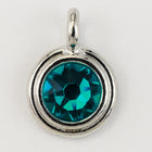 34ss Swarovski Blue Zircon/Rhodium TierraCast Stepped Bezel Charm (10 Pcs) #CK794-General Bead