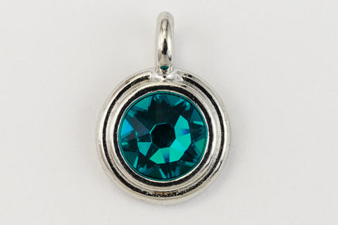 34ss Swarovski Blue Zircon/Rhodium TierraCast Stepped Bezel Charm (10 Pcs) #CK794-General Bead