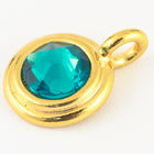34ss Swarovski Blue Zircon/Bright Gold TierraCast Stepped Bezel Charm (10 Pcs) #CK795-General Bead