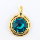 34ss Swarovski Blue Zircon/Bright Gold TierraCast Stepped Bezel Charm (10 Pcs) #CK795-General Bead