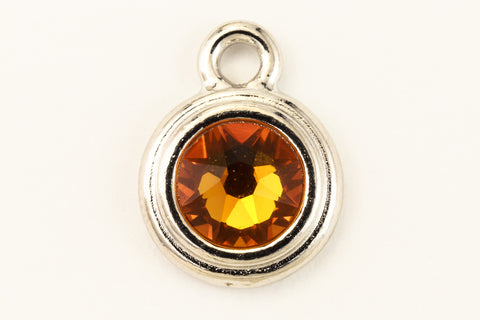 34ss Swarovski Topaz/Rhodium TierraCast Stepped Bezel Drop (10 Pcs) #CK796-General Bead