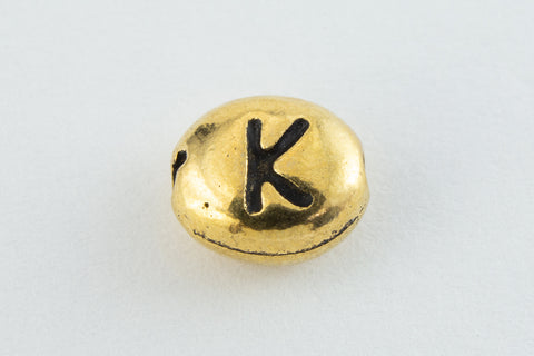 6mm x 5mm Antique Gold Tierracast Pewter Letter "K" Bead #CKK238-General Bead