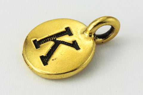 17mm Antique Gold Tierracast Pewter Letter "K" Charm #CKK251-General Bead