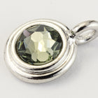 34ss Swarovski Black Diamond/Rhodium TierraCast Stepped Bezel Charm (10 Pcs) #CK794-General Bead