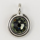 34ss Swarovski Black Diamond/Rhodium TierraCast Stepped Bezel Charm (10 Pcs) #CK794-General Bead