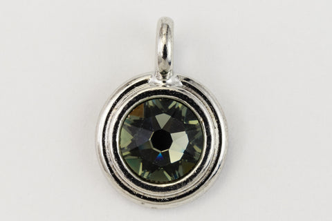 34ss Swarovski Black Diamond/Rhodium TierraCast Stepped Bezel Charm (10 Pcs) #CK794-General Bead