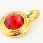34ss Swarovski Light Siam/Bright Gold TierraCast Stepped Bezel Charm (10 Pcs) #CK795-General Bead
