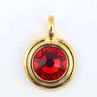 34ss Swarovski Light Siam/Bright Gold TierraCast Stepped Bezel Charm (10 Pcs) #CK795-General Bead