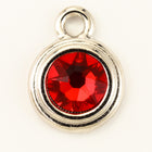 34ss Swarovski Light Siam/Rhodium TierraCast Stepped Bezel Drop (10 Pcs) #CK796-General Bead