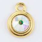 34ss Swarovski Crystal AB/Bright Gold TierraCast Stepped Bezel Drop (10 Pcs) #CK797-General Bead