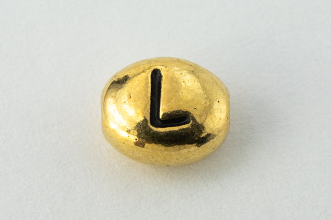 6mm x 5mm Antique Gold Tierracast Pewter Letter "L" Bead #CKL238-General Bead