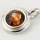 34ss Swarovski Smoked Topaz/Rhodium TierraCast Stepped Bezel Charm (10 Pcs) #CK794-General Bead