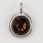 34ss Swarovski Smoked Topaz/Rhodium TierraCast Stepped Bezel Charm (10 Pcs) #CK794-General Bead