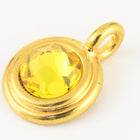 34ss Swarovski Light Topaz/Bright Gold TierraCast Stepped Bezel Charm (10 Pcs) #CK795-General Bead