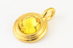 34ss Swarovski Light Topaz/Bright Gold TierraCast Stepped Bezel Charm (10 Pcs) #CK795-General Bead