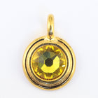 34ss Swarovski Light Topaz/Bright Gold TierraCast Stepped Bezel Charm (10 Pcs) #CK795-General Bead
