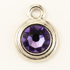 34ss Swarovski Tanzanite/Rhodium TierraCast Stepped Bezel Drop (10 Pcs) #CK796-General Bead