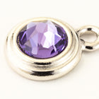 34ss Swarovski Tanzanite/Rhodium TierraCast Stepped Bezel Drop (10 Pcs) #CK796-General Bead