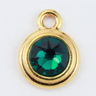 34ss Swarovski Emerald/Bright Gold TierraCast Stepped Bezel Drop (10 Pcs) #CK797-General Bead