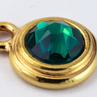 34ss Swarovski Emerald/Bright Gold TierraCast Stepped Bezel Drop (10 Pcs) #CK797-General Bead
