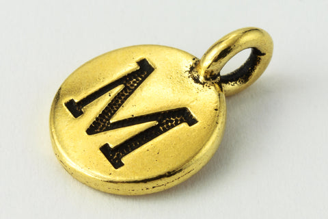 17mm Antique Gold Tierracast Pewter Letter "M" Charm #CKM251-General Bead