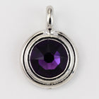 34ss Swarovski Purple Velvet/Rhodium TierraCast Stepped Bezel Charm (10 Pcs) #CK794-General Bead