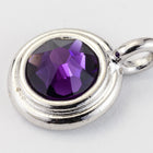 34ss Swarovski Purple Velvet/Rhodium TierraCast Stepped Bezel Charm (10 Pcs) #CK794-General Bead