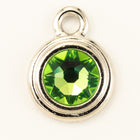 34ss Swarovski Peridot/Rhodium TierraCast Stepped Bezel Drop (10 Pcs) #CK796-General Bead