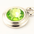 34ss Swarovski Peridot/Rhodium TierraCast Stepped Bezel Drop (10 Pcs) #CK796-General Bead