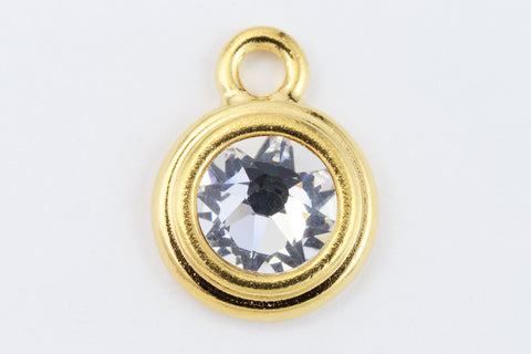 34ss Swarovski Crystal/Bright Gold TierraCast Stepped Bezel Drop (10 Pcs) #CK797-General Bead