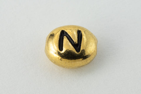 6mm x 5mm Antique Gold Tierracast Pewter Letter "N" Bead #CKN238-General Bead