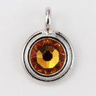 34ss Swarovski Topaz/Rhodium TierraCast Stepped Bezel Charm (10 Pcs) #CK794-General Bead