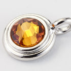 34ss Swarovski Topaz/Rhodium TierraCast Stepped Bezel Charm (10 Pcs) #CK794-General Bead