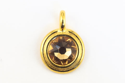 34ss Swarovski Lt. Colorado Topaz/Bright Gold TierraCast Stepped Bezel Charm (10 Pcs) #CK795-General Bead