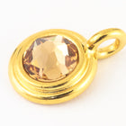 34ss Swarovski Lt. Colorado Topaz/Bright Gold TierraCast Stepped Bezel Charm (10 Pcs) #CK795-General Bead