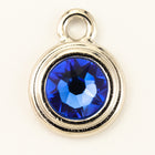 34ss Swarovski Sapphire/Rhodium TierraCast Stepped Bezel Drop (10 Pcs) #CK796-General Bead