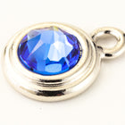 34ss Swarovski Sapphire/Rhodium TierraCast Stepped Bezel Drop (10 Pcs) #CK796-General Bead